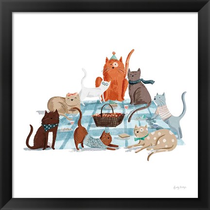 Framed Picnic Pets Cats I Print