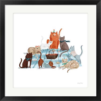 Framed Picnic Pets Cats I Print