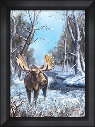 Framed Winter Moose Print