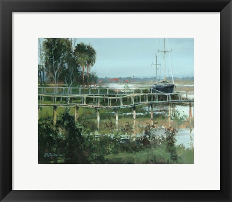 Framed Docks on Water Street Print