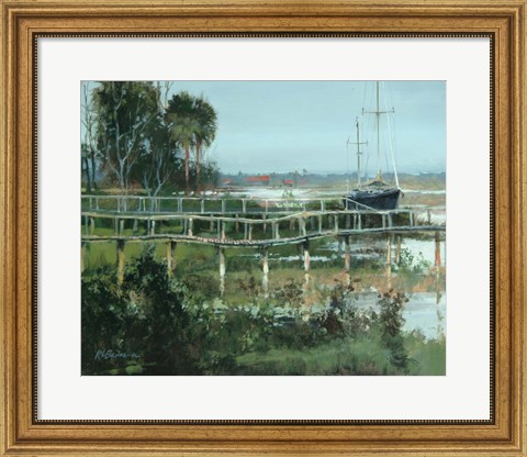 Framed Docks on Water Street Print