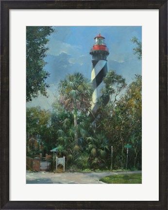 Framed St. Augustine Lighthouse and Carver Street Print