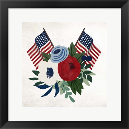 Framed American Floral I Print