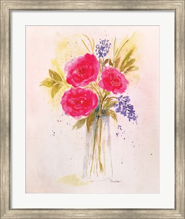 Framed Roses in Clear Vase Print