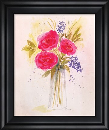 Framed Roses in Clear Vase Print