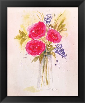 Framed Roses in Clear Vase Print