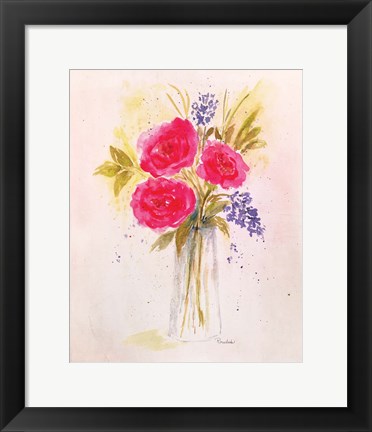 Framed Roses in Clear Vase Print