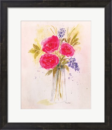 Framed Roses in Clear Vase Print