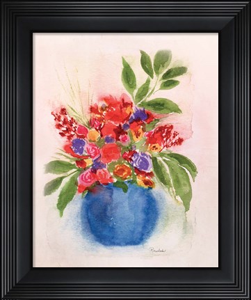 Framed Round Blue Vase Print