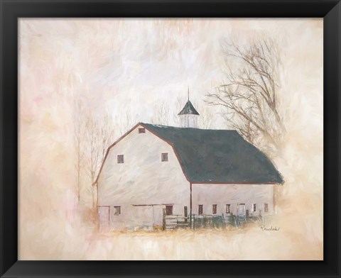 Framed White Barn Print