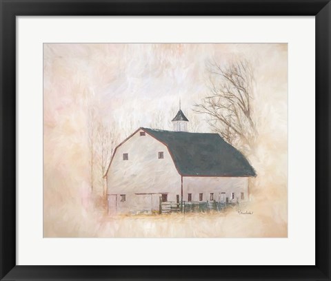 Framed White Barn Print