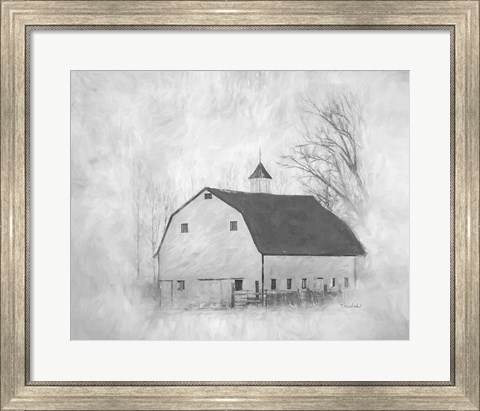 Framed White Barn II Print