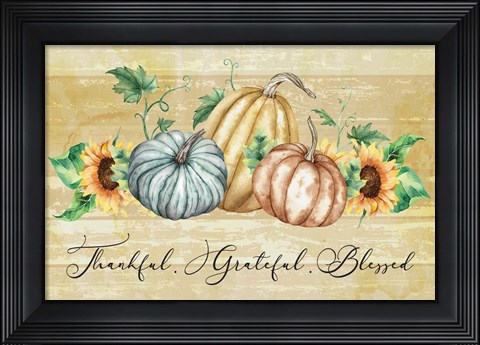 Framed Thankful Grateful Blessed Print