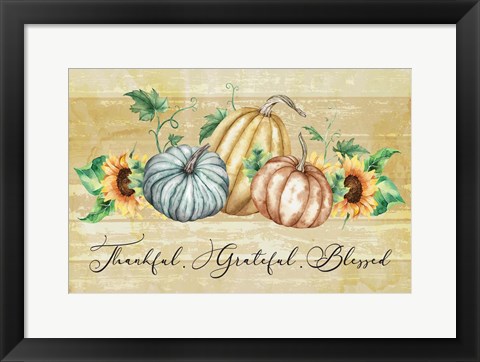 Framed Thankful Grateful Blessed Print