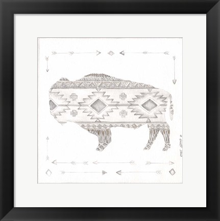 Framed Patterned Bison Print