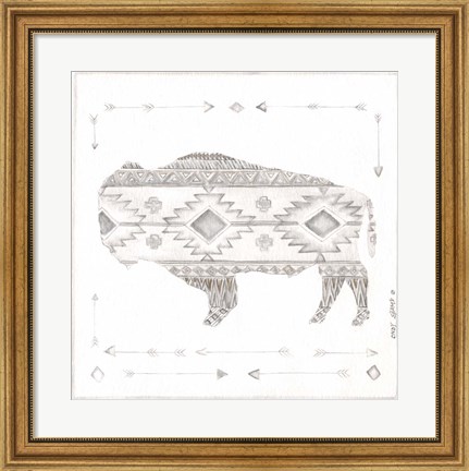 Framed Patterned Bison Print