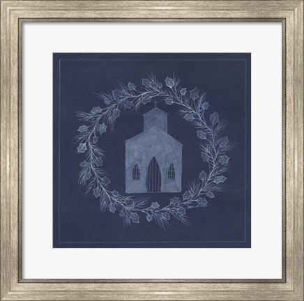 Framed Blue Church Print