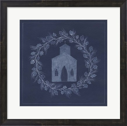 Framed Blue Church Print