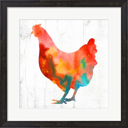 Framed Hen I Print