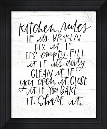 Framed Kitchen Rules Print