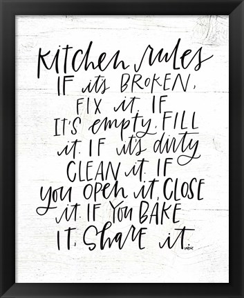 Framed Kitchen Rules Print