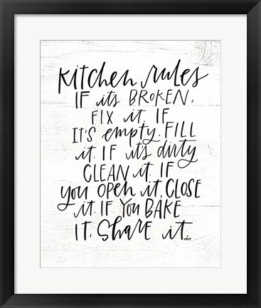 Framed Kitchen Rules Print