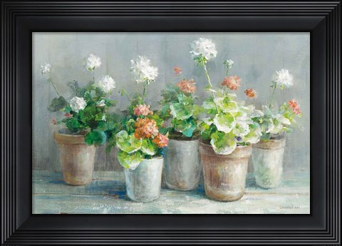Framed Farmhouse Geraniums Crop Print