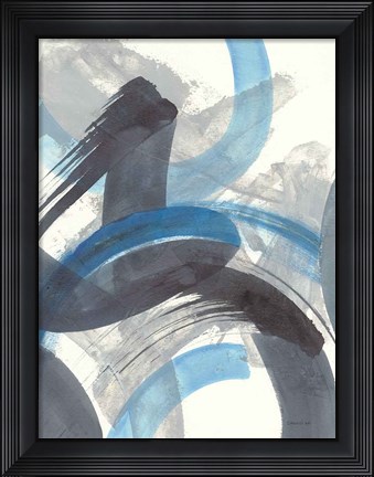 Framed Blue Brushy Abstract II Print