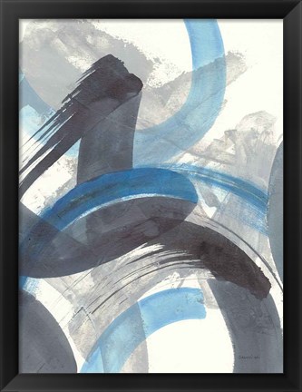 Framed Blue Brushy Abstract II Print