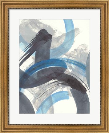 Framed Blue Brushy Abstract II Print