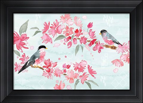 Framed Flowers and Feathers II Print