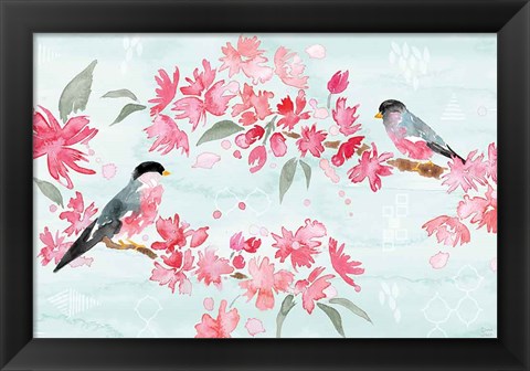 Framed Flowers and Feathers II Print