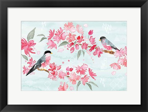 Framed Flowers and Feathers II Print