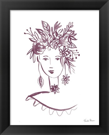 Framed Flower Girl I Plum Print