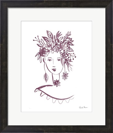 Framed Flower Girl I Plum Print