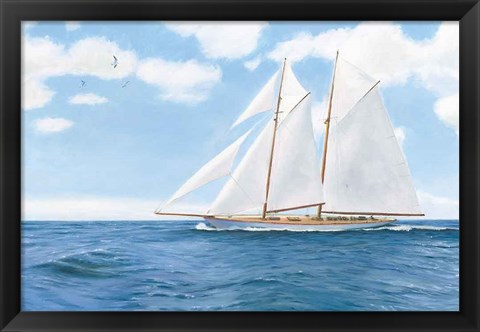 Framed Majestic Sailboat White Sails Print