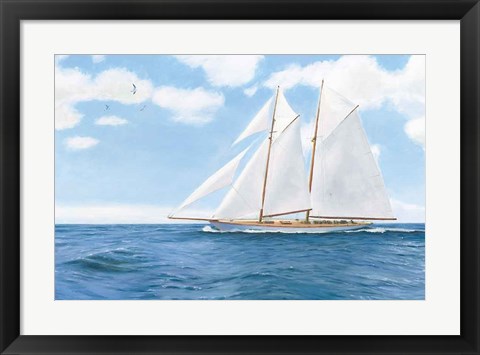 Framed Majestic Sailboat White Sails Print