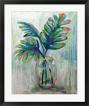 Framed Palm Leaves II Red Print