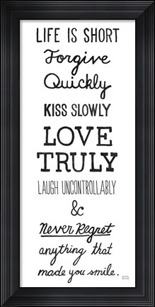 Framed No Regrets Print