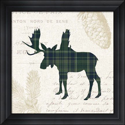 Framed Plaid Lodge IV Navy Green Print