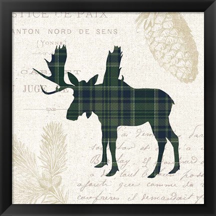 Framed Plaid Lodge IV Navy Green Print