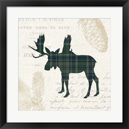 Framed Plaid Lodge IV Navy Green Print