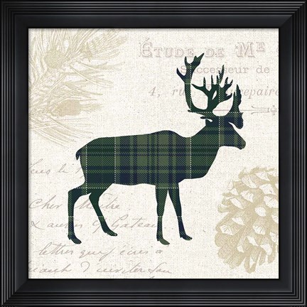 Framed Plaid Lodge I Navy Green Print