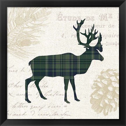 Framed Plaid Lodge I Navy Green Print