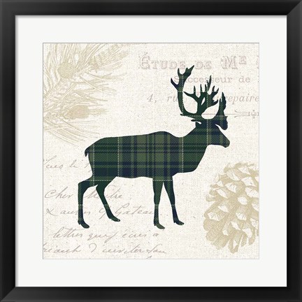 Framed Plaid Lodge I Navy Green Print