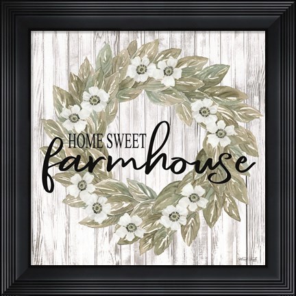 Framed Home Sweet Farmhouse Wreath Print