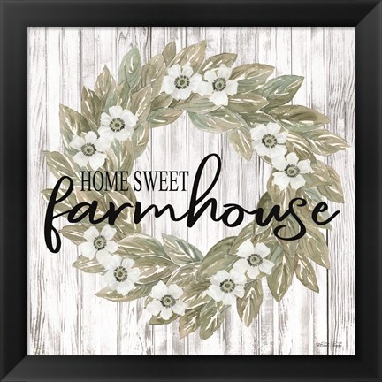 Framed Home Sweet Farmhouse Wreath Print