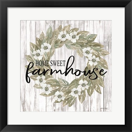 Framed Home Sweet Farmhouse Wreath Print