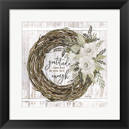 Framed Gratitude Wreath Print