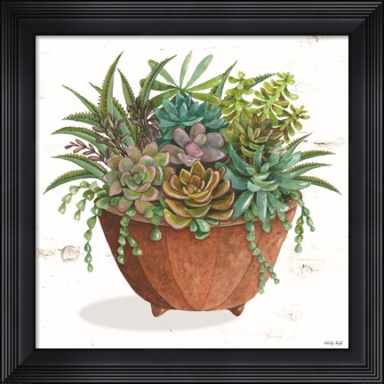 Framed Terracotta Succulents I Print